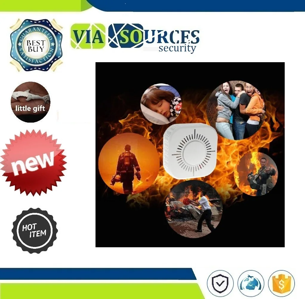 Защита портативный детектор дыма wifi домашний безопасный охранный датчик белый 433