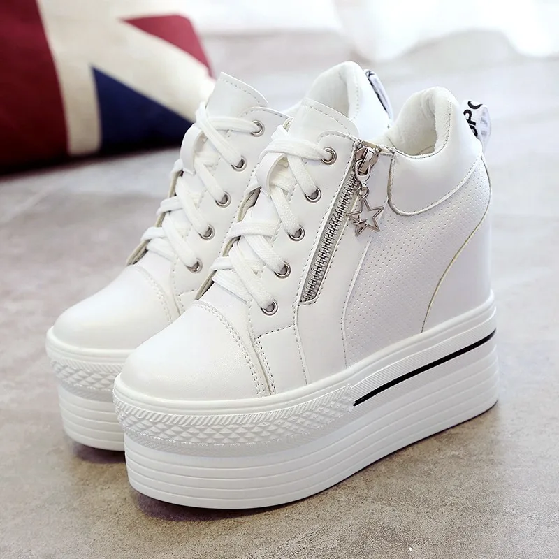 

2018 new style spring and autumn Women's shoes 12cm thick soles and high-tops invisible hidden heel shoes