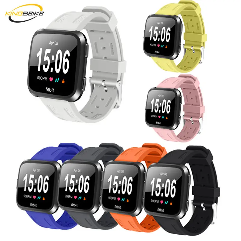 KINGBEIKE спортивные силиконовые часы ремешок для Fitbit Versa красочный сменный браслет