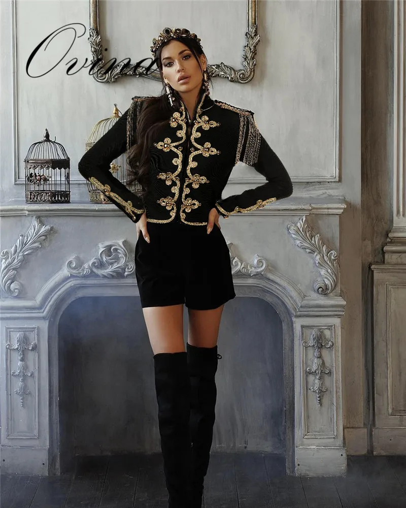 

High Quality Black Long Sleeve Button Chain Rayon Slim Bodycon Bandage Top Women Jackets