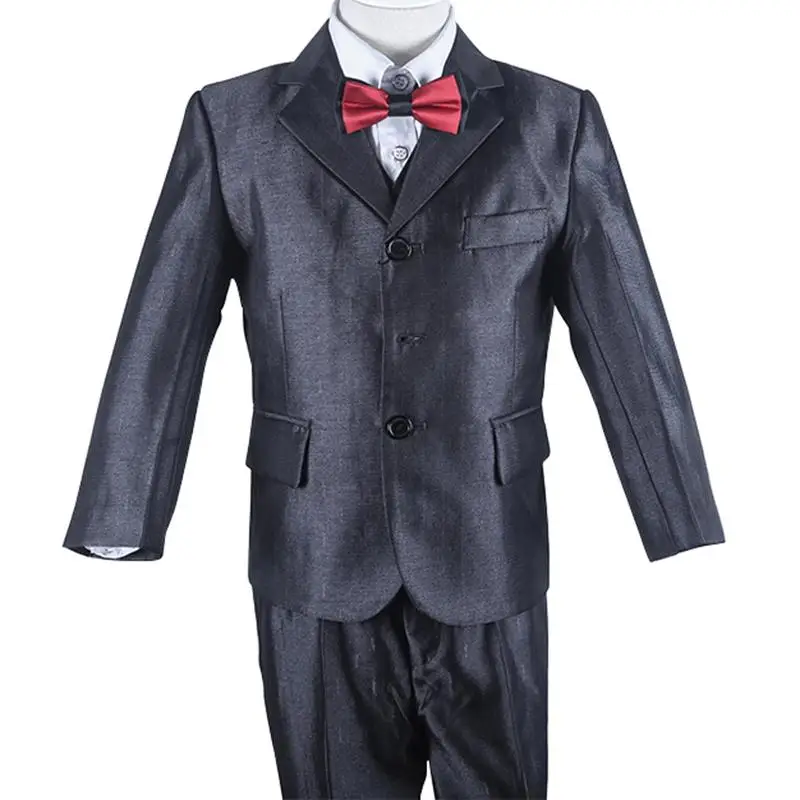 gray stripe Костюмы для мальчиков из трех предметов; блестящий серый костюм для маленьких мальчиков на день рождения детский деловой костюм для мальчиков; костюмы для мальчиков на свадьбу - Цвет: gray stripe