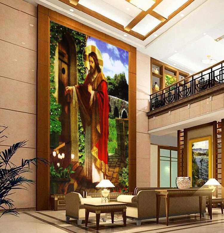 

Custom 3d mural European oil painting religious mural Jesus Angel background 3D custom living room Hotel wallpaper mural