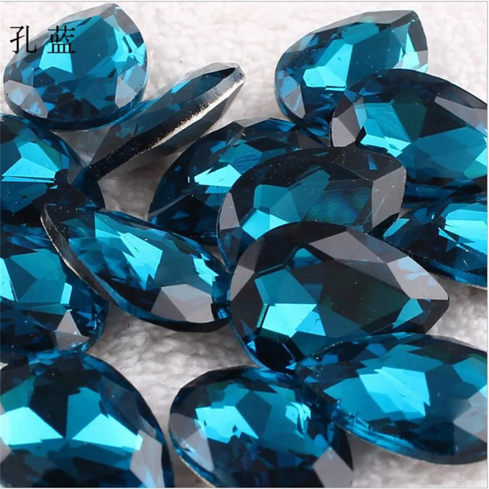 MHS.SUN свободные острые кристаллы s DIY Peahen Blue Drop Shape Crystal Стразы для одежды/ювелирные