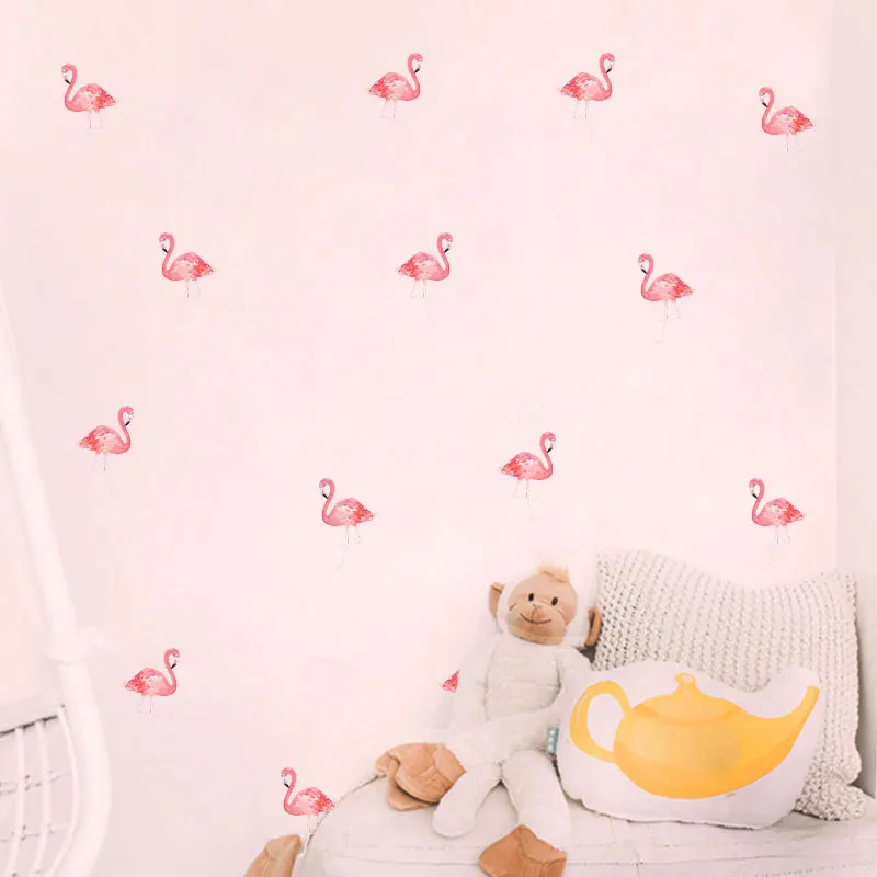 6 листов Романтический мультфильм Розовый фламинго наклейки на стену ПВХ DIY роспись в виде птиц наклейки для детской комнаты Детская Спальня украшение для детской комнаты