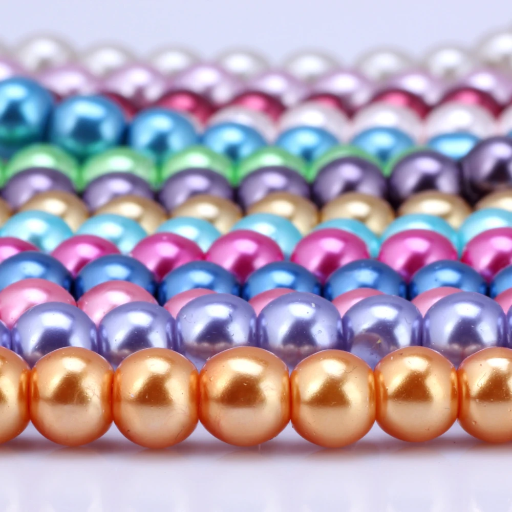 

OlingArt 4 6 8 10MM 100/50/30/20PCS Glass Beads Round Imitation Pearl Bracelet DIY Earrings Charms Necklace for Jewelry Making