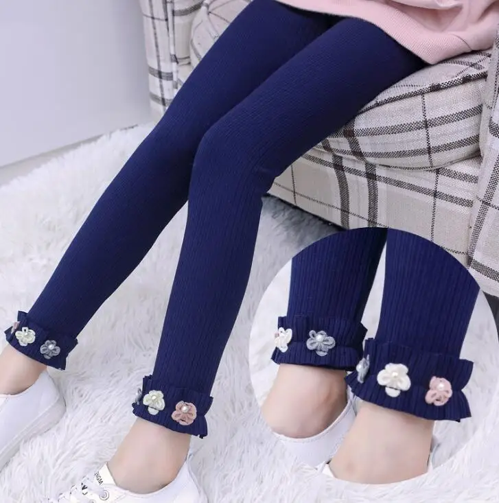 2 leggings girl Леггинсы для девочек, детские штаны, штаны для детей, эластичные хлопковые кружевные легинсы с цветами, штаны для девочек 4, 6, 8, 10, 12 лет, JW4092A2 - Цвет: 2 leggings girl