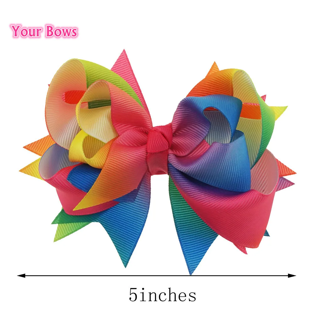 5 дюймов радужные бутиковые банты твои для девочек высококачественные заколки