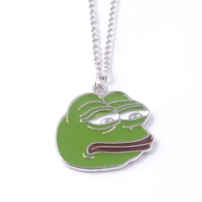 Забавная лягушка Пепе Подвески ожерелье s для женщин и мужчин Nternet Meme Sad Лягушка фигура ожерелье дети косплей ювелирные изделия - Окраска металла: necklace