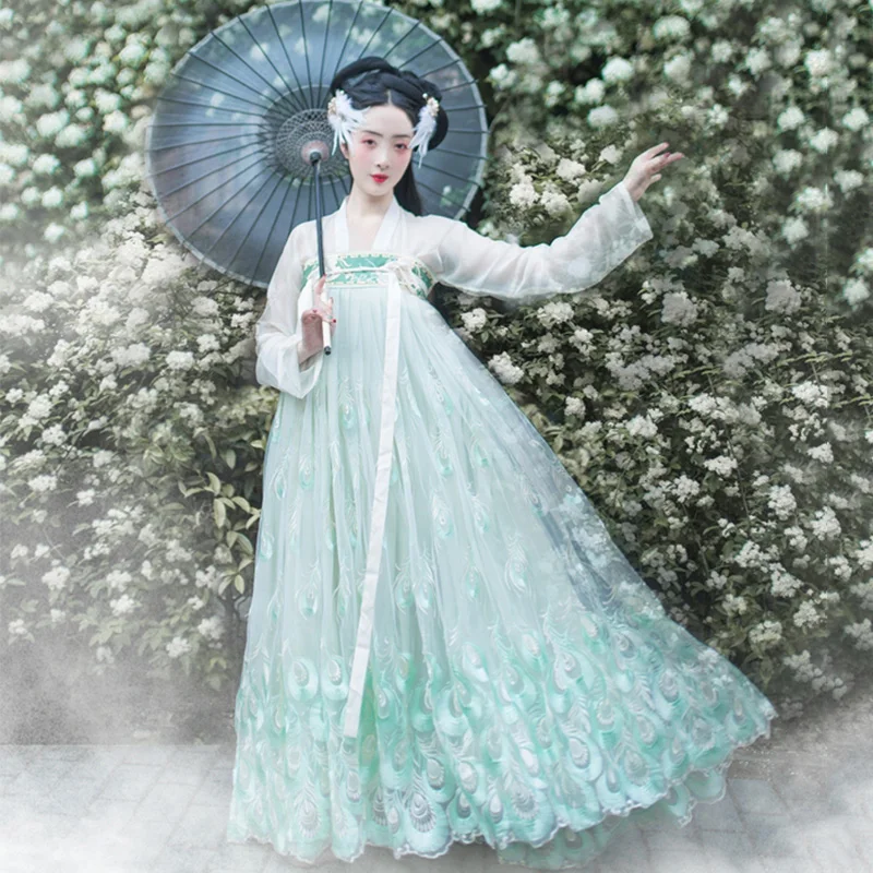 Китайский национальный танец костюм элегантный Hanfu для женщин певцов сценическая одежда Восточное представление одежда карнавальный наряд DC2344