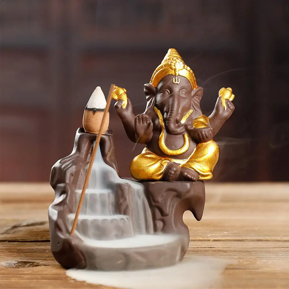 Новинка Ganesha курильница для благовоний горелка Бог слон эмблема благоприятный и успех керамическая конусная кадильница украшения дома ремесла