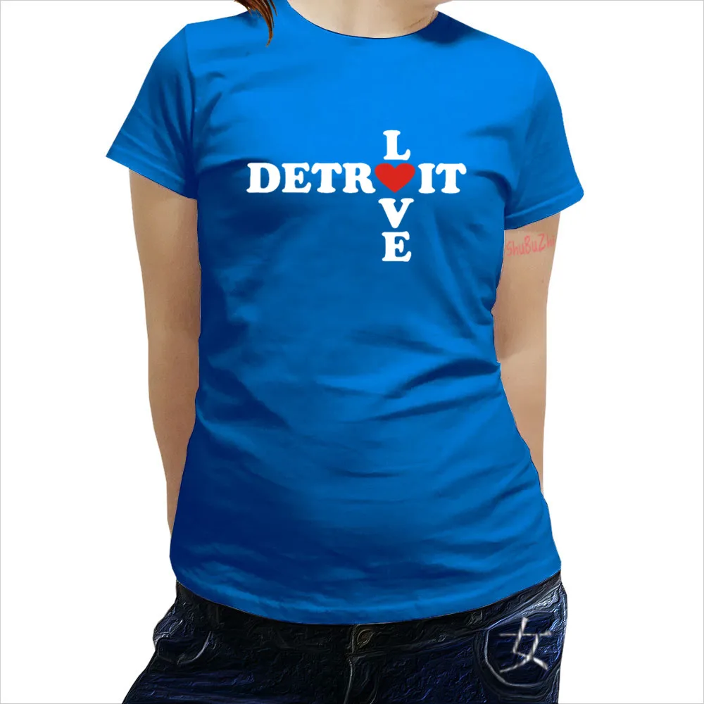 women t shirt cotton luxury brand tops and tees 3d teeshirt girls funny Detroit Love women's T-Shirt | Женская одежда