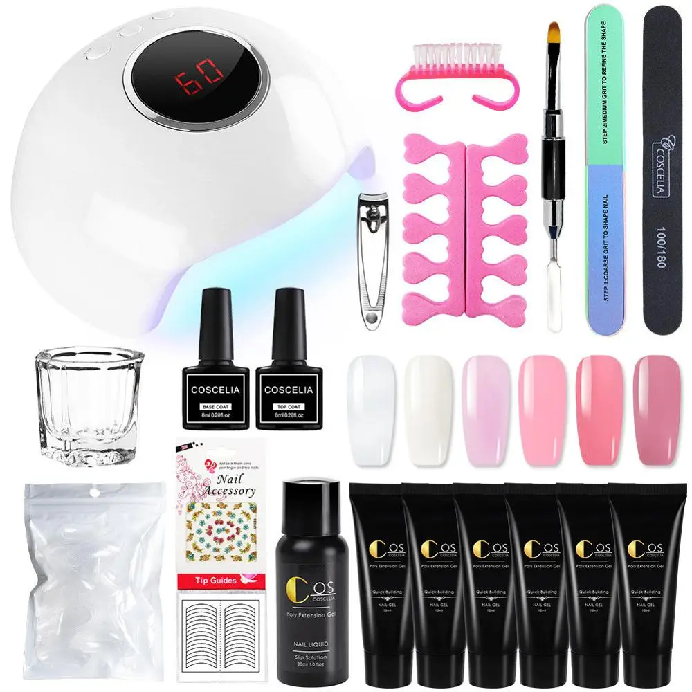 With Lamp Kit 04 Маникюрный набор полигель-Удлинитель Набор для маникюрный гель для ногтей лак для ногтей Набор для дизайна ногтей 24 Вт УФ/Светодиодная лампа для сушки ногтей инструменты - Цвет: With Lamp Kit 04