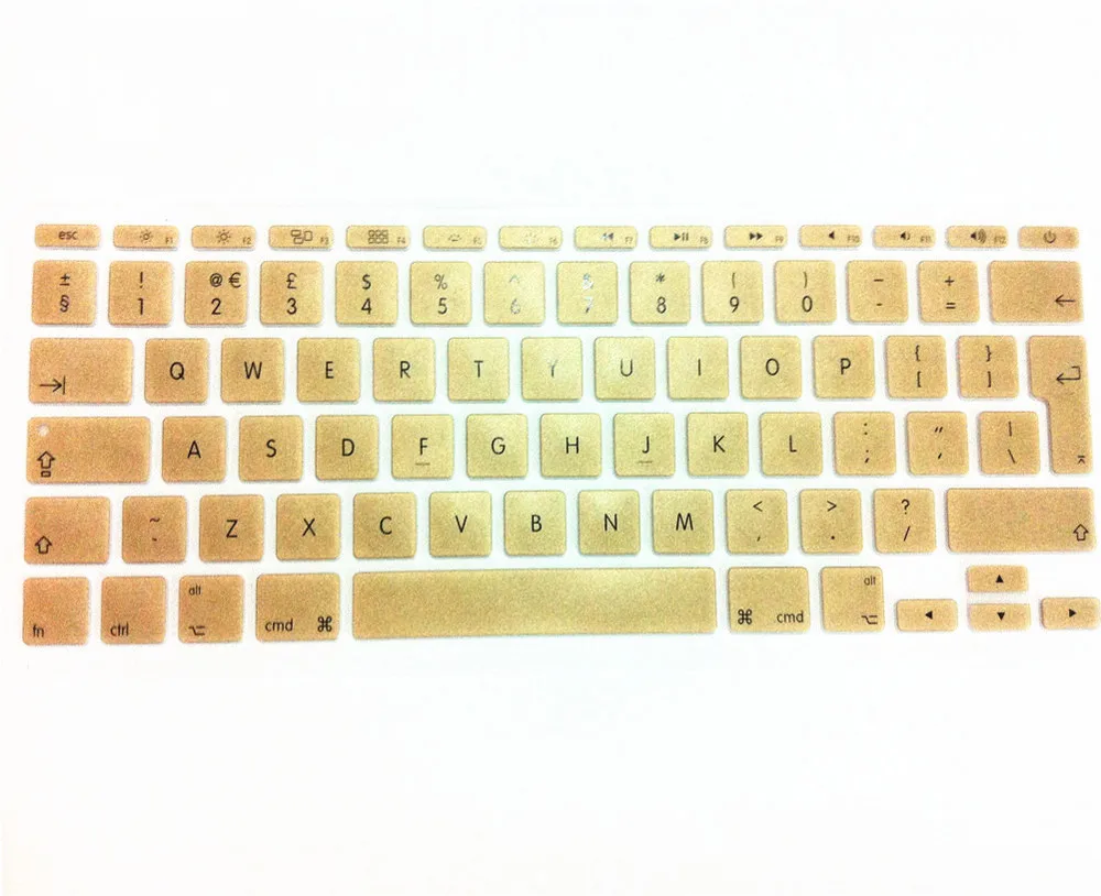 Металлический Золотой силиконовый чехол для клавиатуры с английской