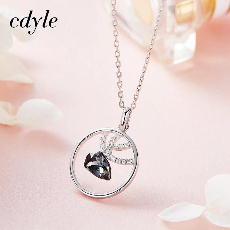 Cdyle 925 Стерлинговое серебро рога кулон украшенный кристаллами Девушки Bijoux