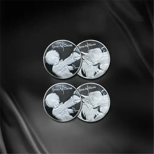 2pcs silver Аниме меч онлайн САО казуто Кирито Асуна сувенирная монета Золотая монета коллекция подарок - Цвет: 2pcs silver