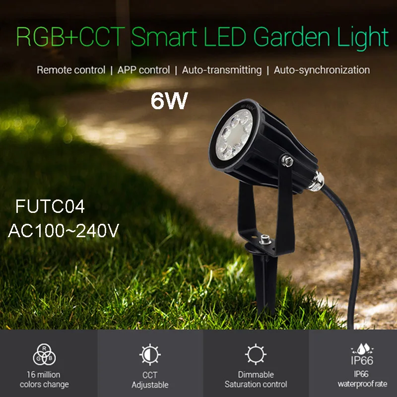 MiBOXER IP65 Водонепроницаемый 6 Вт 9 Вт 15 Вт RGB+ CCT светодиодный светильник для газона DC24V AC110V 220 в открытый садовый светильник ing, FUTC01/FUTC02/FUTC03/FUTC04 - Испускаемый цвет: FUTC04