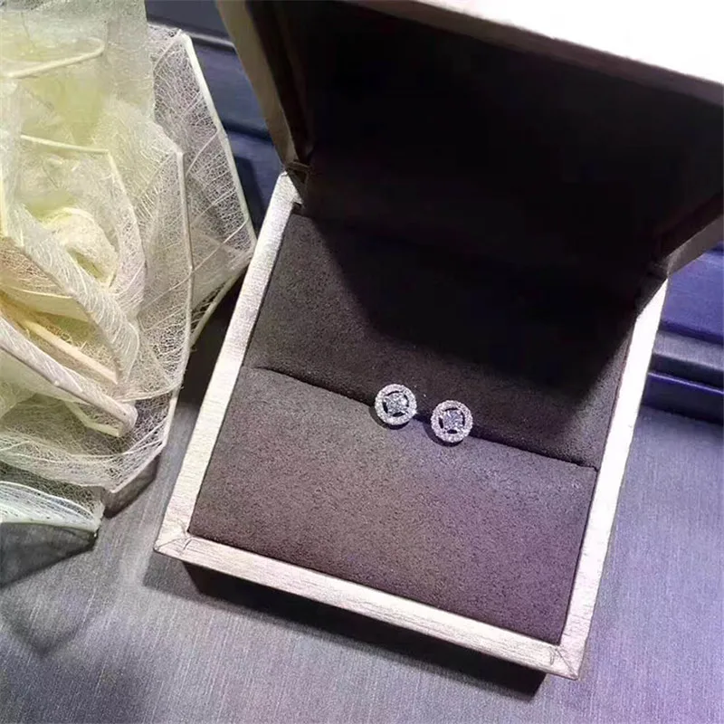 Мода Earrring AAAA фианит реальные 925 стерлингового серебра заявление Обручение свадебные серьги-гвоздики для женщин Свадебные вечерние ювелирные изделия