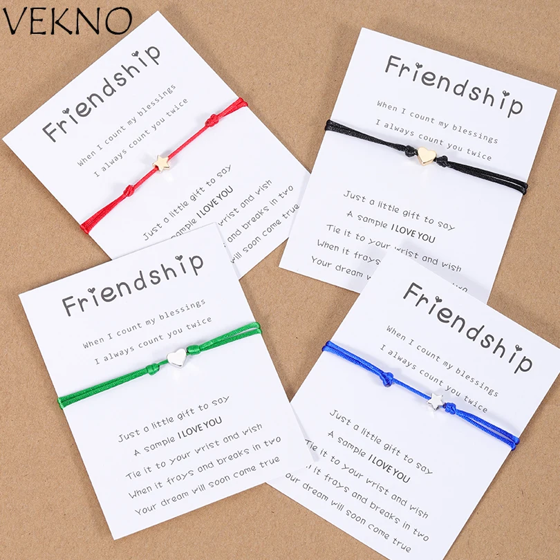 Браслет дружбы VEKNO с золотом ярким сердцем женский браслет ручной работы