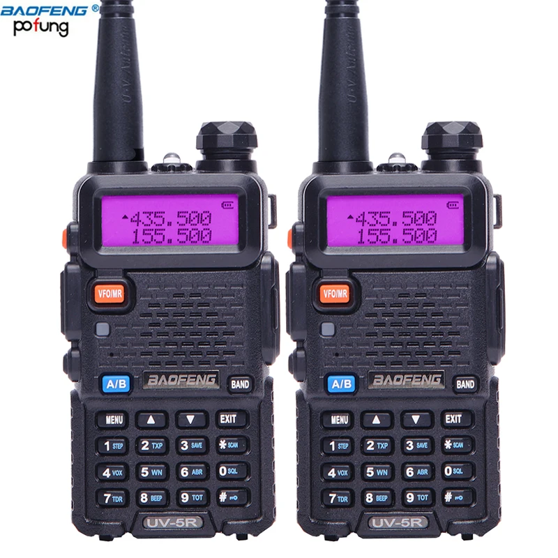 2 шт. BaoFeng UV 5R VHF/UHF136 174Mhz и 400 520 МГц Двухдиапазонная рация двухстороннее радио Baofeng