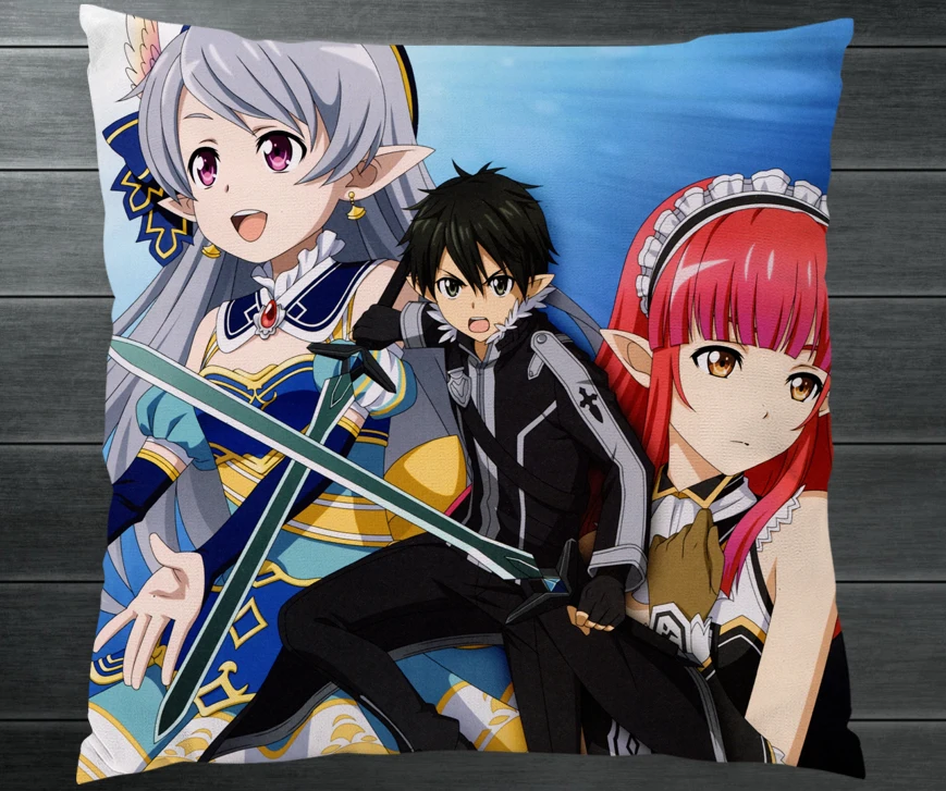 Аниме Роман Сан меч искусство онлайн Kirito Yuuki Asuna двухсторонняя подушка чехол s