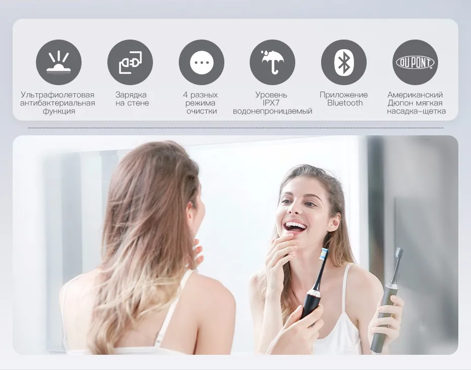 Proscenic перезаряжаемая Автоматическая звуковая электрическая зубная щетка приложение контроль умный зубной инструмент для ухода за зубами