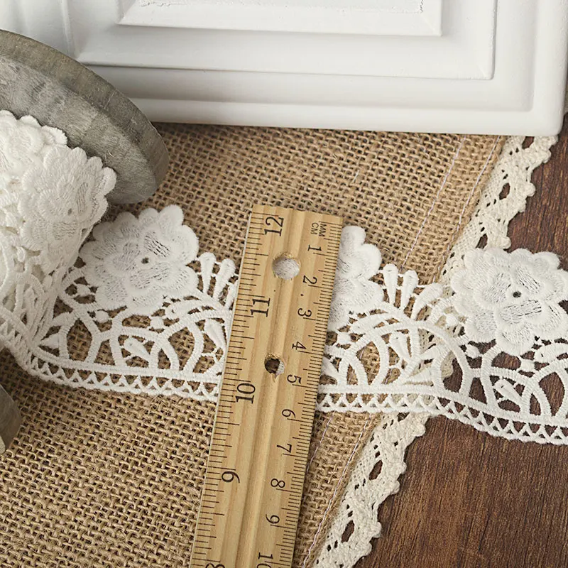 5.5 см ширина 10 ярдов/лот белый вышитый кружевной кант / отделка для одежды своими руками Оптовая цена Бесплатная доставка.