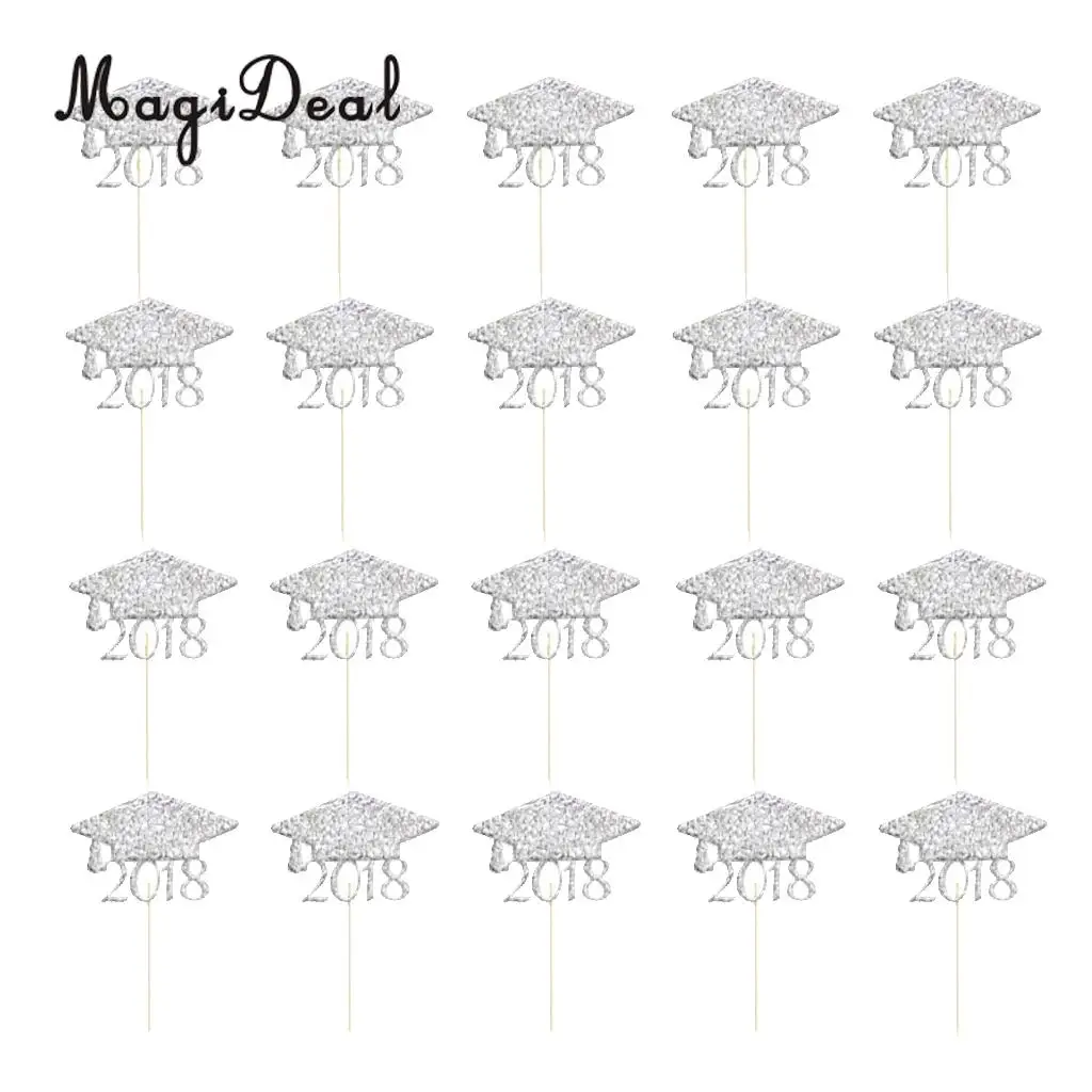 MagiDeal 20 штук 2018 Выпускной Кепки торт топпера град вечерние кекс выбирает