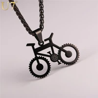 u7 bicycle sports charm bike pendant necklace biker necklace gift stainless steel bike necklace biking jewelry p1028
