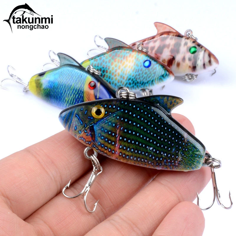 1PCS Coloured Drawing Pattern Lure 4 Color Suit VIB Hard Bait Full Swimming Bionic Arttificial bait Fishing Accessories LD-32 | Спорт и