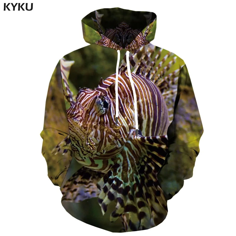 KYKU 3d Толстовка с аппликацией рыбы для мужчин забавные кофты тропический рыбачий тунец печати Толстовка Карп толстовки Аниме Длинные Хип-Хоп Мужская одежда