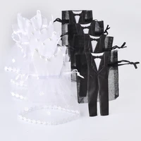 50 pieces organza drawstring candy bag 25 tuxedo 25 dress bride groom wedding favors party gift bag wb06