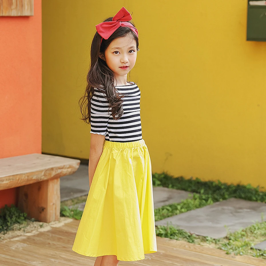 Платье для девочек летнее платье с длинными рукавами девочек-подростков в