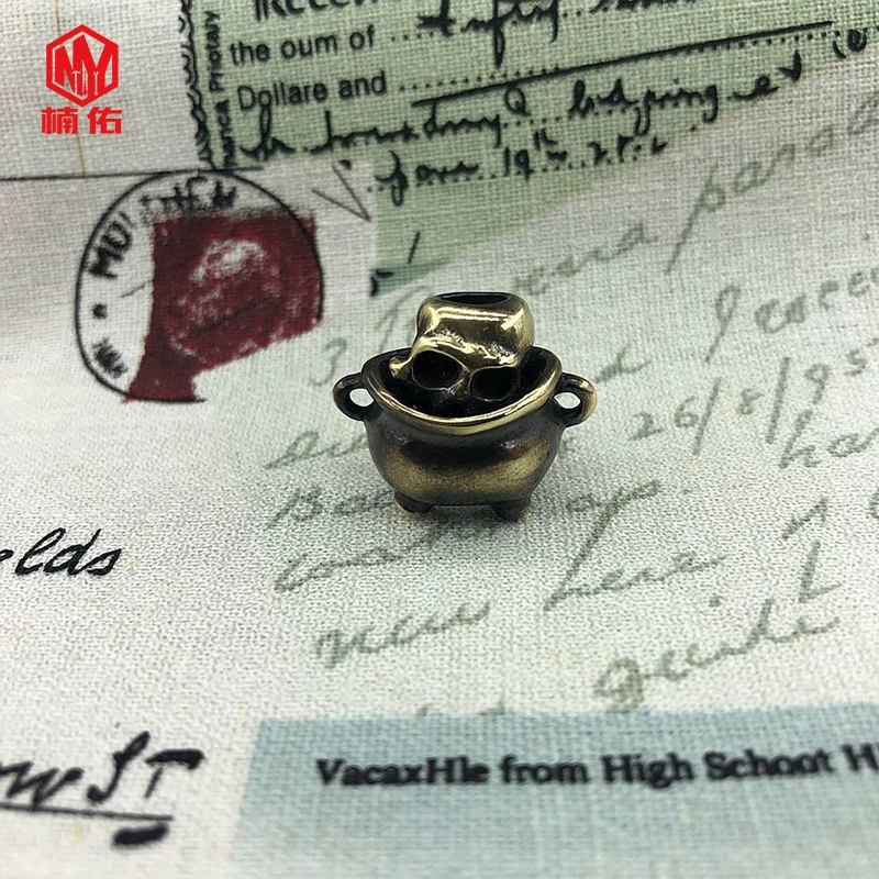 EDC инструмент латунный нож бусины Чистый медный человеческий со скелетами