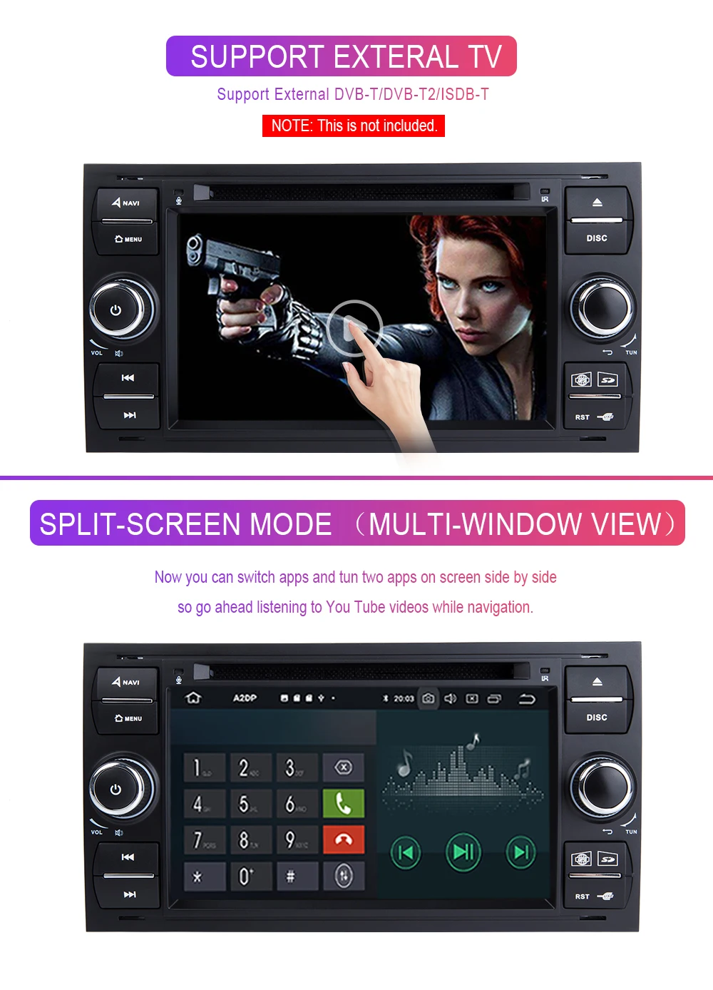 2 din Android 9,0 автомобильный dvd-плеер мультимедиа для Ford Focus 2 3 Ford Fiesta Mondeo 4 Kuga C-Max S-Max Fusion Transit gps радио