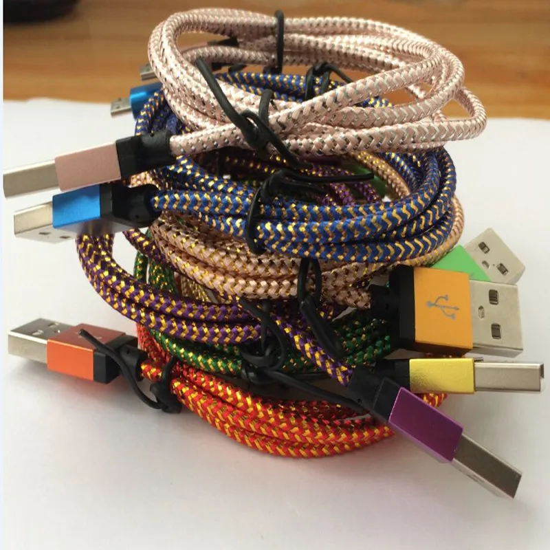 500pcs 1M 10FT Aluminum alloy Fabric nylon braided Micro USB charger Cable Cord For Samsung Galaxy s6 S7 edge s4 s3 for HTC |