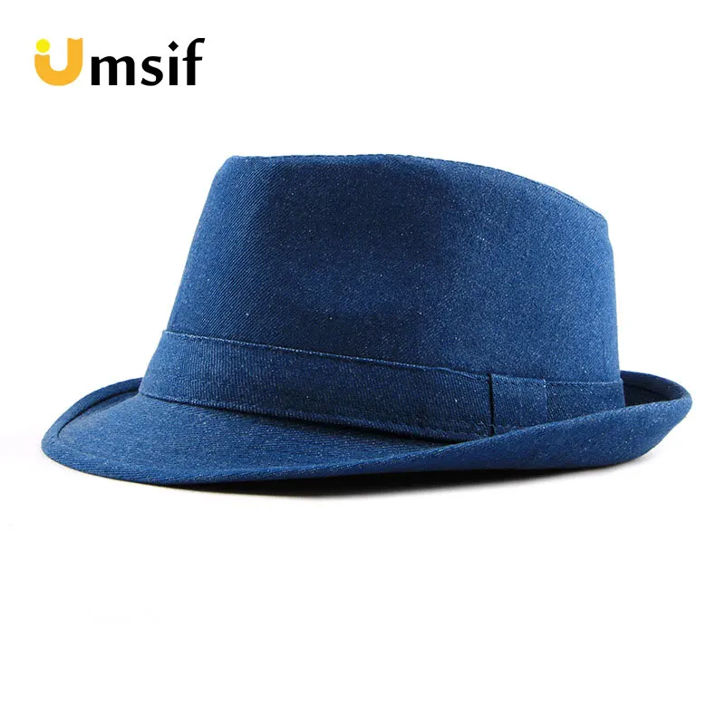 Новый Классический джинсовый Топ Fedora шляпа для мужчин стимпанк формальный