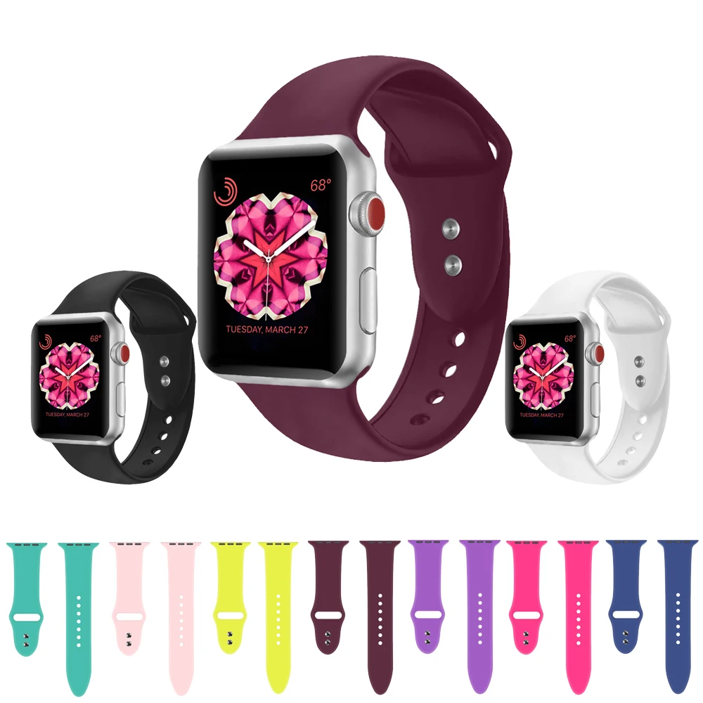 Силиконовый ремешок для Apple Watch 42 мм 38 iwatch 4 44 40 с двойной пряжкой watch 3 2 1|Ремешки