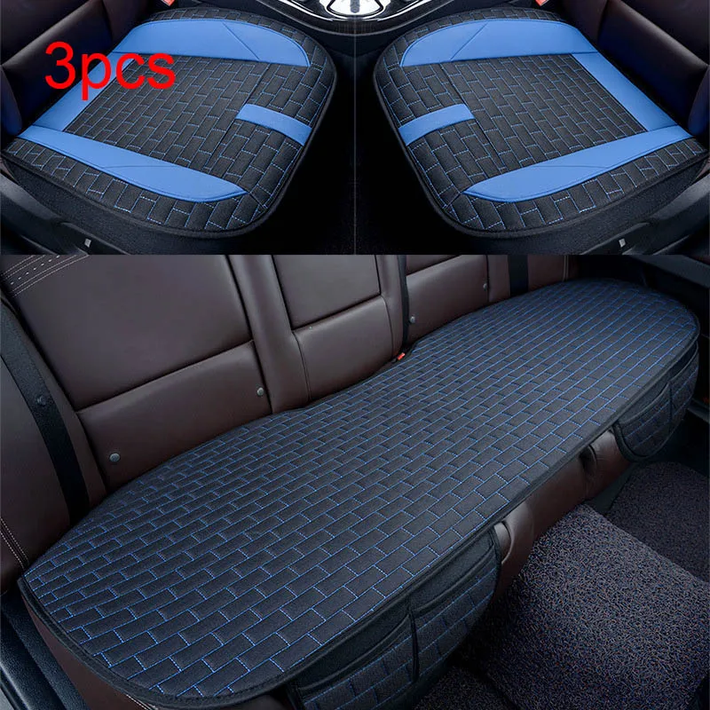 Blue 3pcs Чехлы для автомобильных сидений льняные дышащие защитные чехлы для сидений четыре сезона универсальные автомобильные накладки для ковров аксессуары для подушек - Название цвета: Blue 3pcs