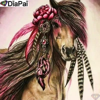 diapai diamond painting 5d diy 100 full squareround drill horse feather diamond embroidery cross stitch 3d decor a24580