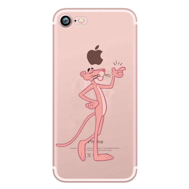 For Coque Iphone 6 6S 7 8 plus X 5 S SE Cartoon Soft Case Cover Lovely Pink Panther Phone for iphone 8plus Funda Capa |