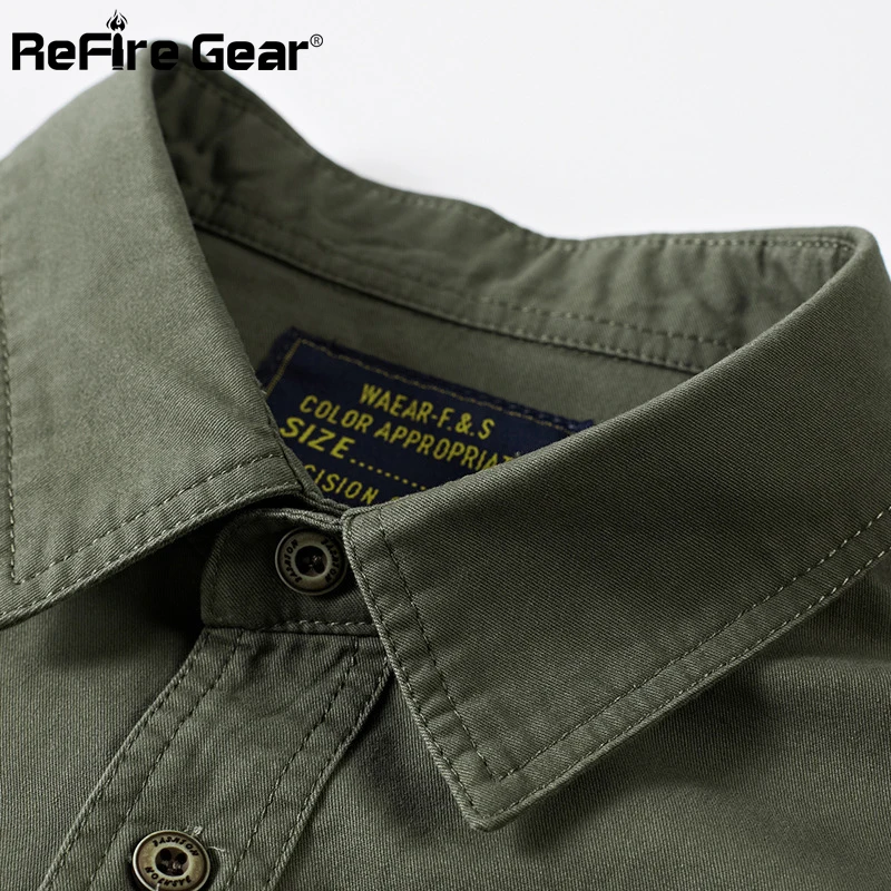 ReFire Gear рубашка в стиле милитари для мужчин осень 100% хлопок дышащие рубашки с