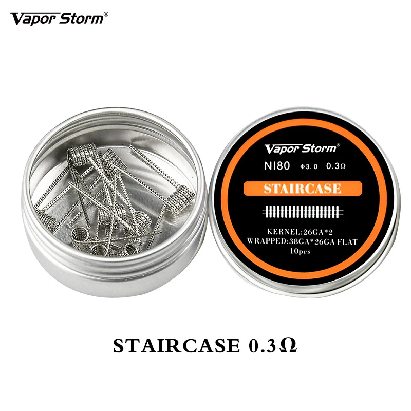 NI80 нихромовая катушка Vapor Storm высокая плотность Alien V2 Juggernaut Предварительно Построенная RDA нагревательная катушка для электронной сигареты RDA RBA RDTA - Цвет: 10x Staircase
