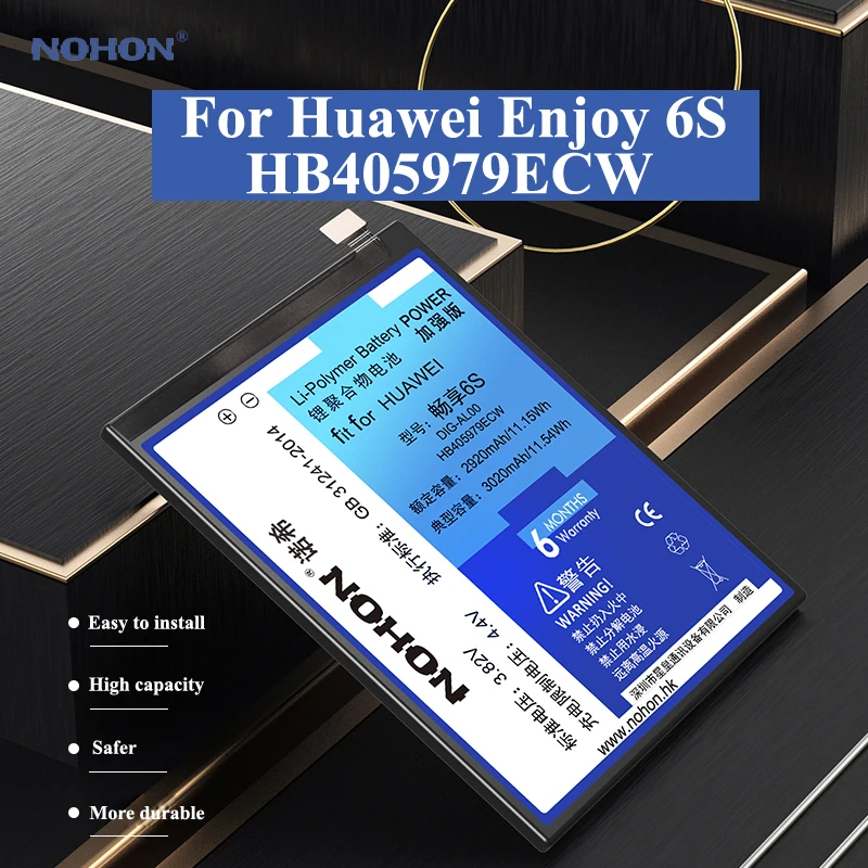 Nohon Аккумулятор для huawei Enjoy 6S HB405979ECW DIG AL00 Nova CAN L12 Y5 CAZ AL10 Y6 Pro TL00 Honor 6C встроенный