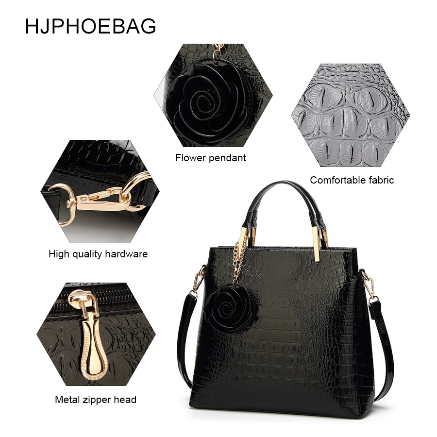 HJPHOEBAG Женская вместительная сумка с крокодиловым узором Повседневная через