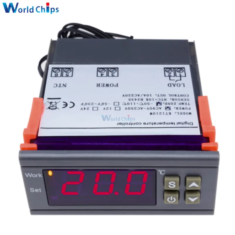 MH1210W AC 90-250 V/DC 9 V-72 V 10A цифровой термостат регулятор температуры управление Лер Отопление охлаждение контроль NTC датчик 24V 48V