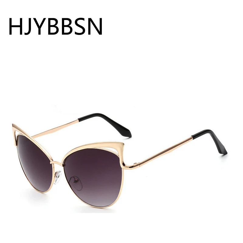 HJYBBSN винтажные кошачий глаз солнцезащитные очки женские Ray Bann роскошный бренд Desiner ретро градиент солнцезащитные очки металлическая оправа Oculos Gafas UV400