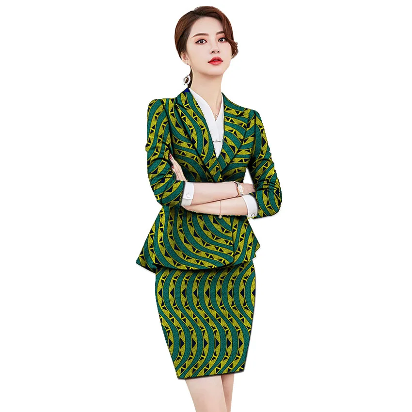 Dashiki print women skirt suits fashion suit jackets sets Ankara pattern customized African outfits for party/wedding