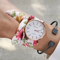 women watches zegarek damski vogue floral strap wristwatch womens jacquard cloth quartz watch dress bracelet relogio feminino