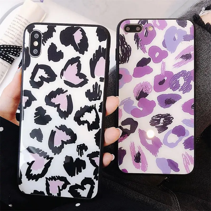 Роскошные стеклянные Чехлы JAMULAR с леопардовым принтом для телефонов iPhone XS MAX XR X 7 8