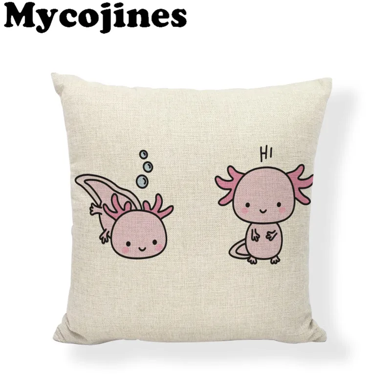 Креативный чехол для подушки Axolotl, пчела, свинья, лиса, 45*45 см, для дома, гостиной, дивана, стула, украшения, льняные аксессуары, наволочки